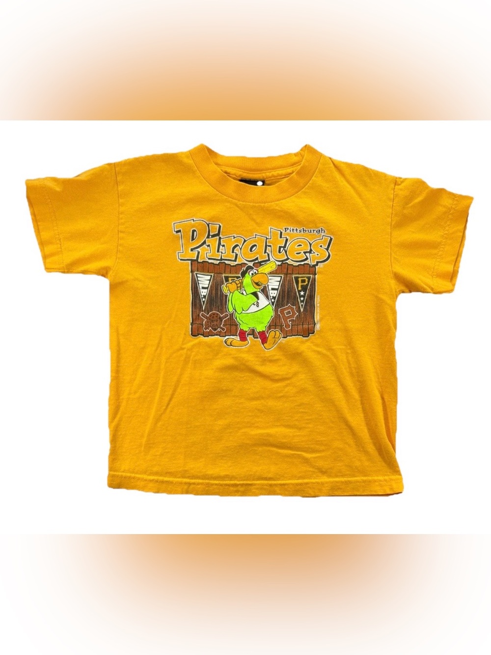 Vintage Pittsburgh Pirates Parrot Mascot T Shirt Boy's Large Yellow MLB Baseball